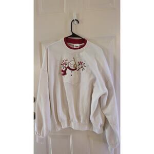 Vintage Snowman with Birds Sweatshirt By Pleasant Shade 2X Cardinals Snowflakes